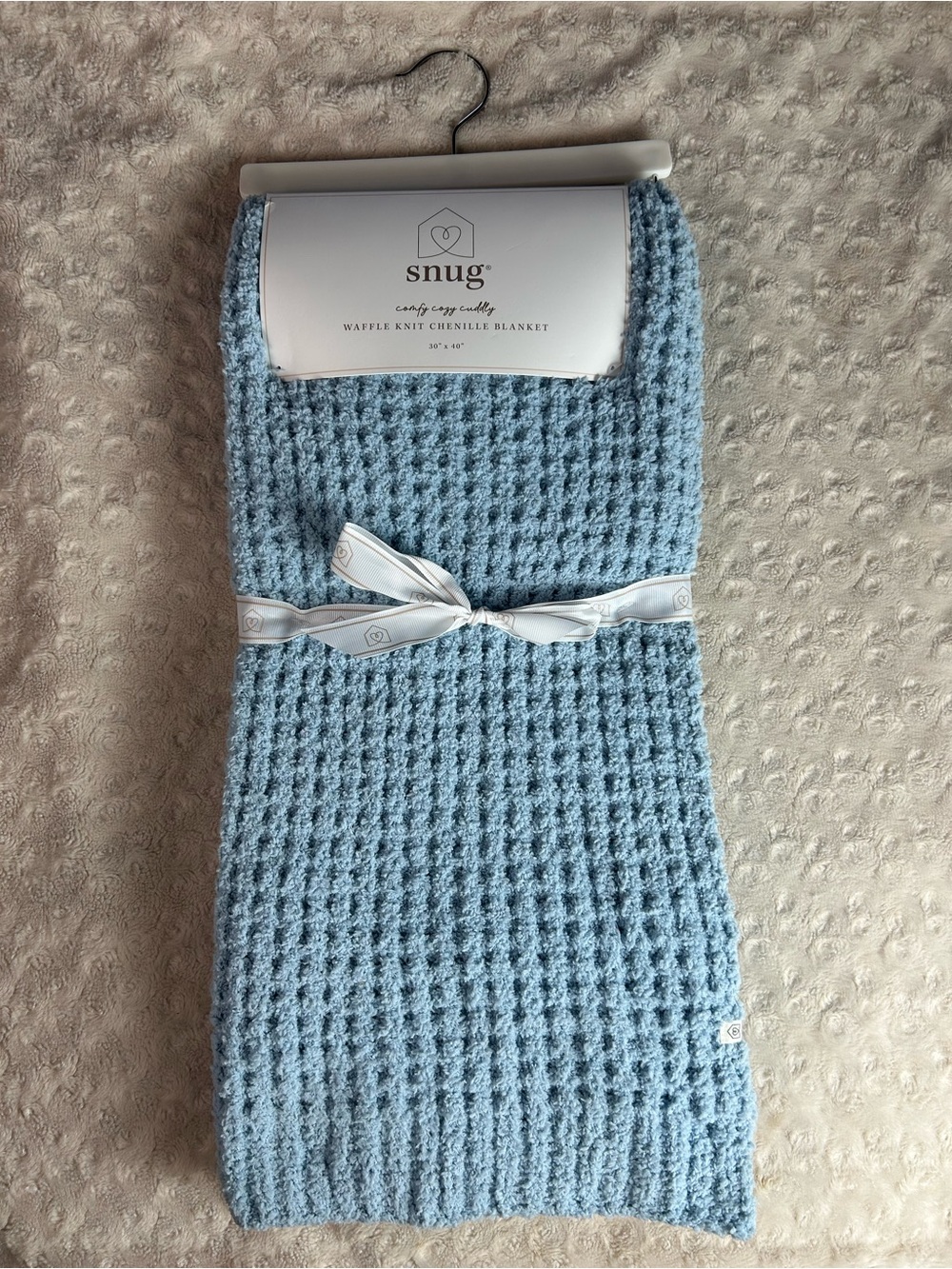 Snug Blue Waffle Knit Chenille Baby Blanket Comfy Cozy Cuddly NEW security lovey